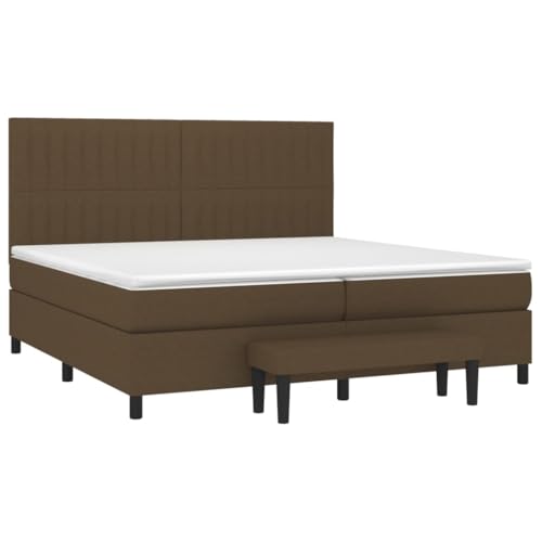 HEFZGDB Boxspringbett mit Matratze Dunkelbraun 200x200 cm Stoff Jugendbett Gästebett Bed Frame Einzelbett für Schlafzimmer Gästezimmer Herberge Wohnbereich von HEFZGDB