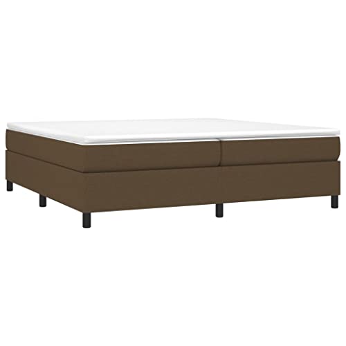 HEFZGDB Boxspringbett mit Matratze Dunkelbraun 200x200 cm Stoff Jugendbett Gästebett Familienbett Bettrahmen für Wohnbereich Herberge Gästezimmer Schlafzimmer von HEFZGDB