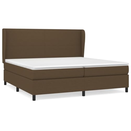 HEFZGDB Boxspringbett mit Matratze Dunkelbraun 200x200 cm Stoff Single Bed Gästebett Doppelbett Bettrahmen für Herberge Schlafzimmer Gästezimmer Wohnbereich von HEFZGDB