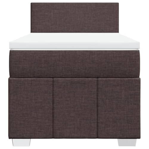 HEFZGDB Boxspringbett mit Matratze Dunkelbraun 90x190 cm Stoff Jugendbett Bettgestell Familienbett Doppelbett für Gästezimmer Wohnbereich Schlafzimmer Herberge von HEFZGDB