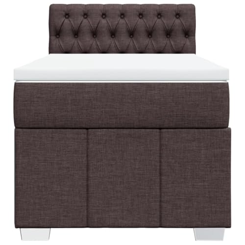 HEFZGDB Boxspringbett mit Matratze Dunkelbraun 90x190 cm Stoff Jugendbett Bettgestell Familienbett Doppelbett für Gästezimmer Wohnbereich Schlafzimmer Herberge von HEFZGDB