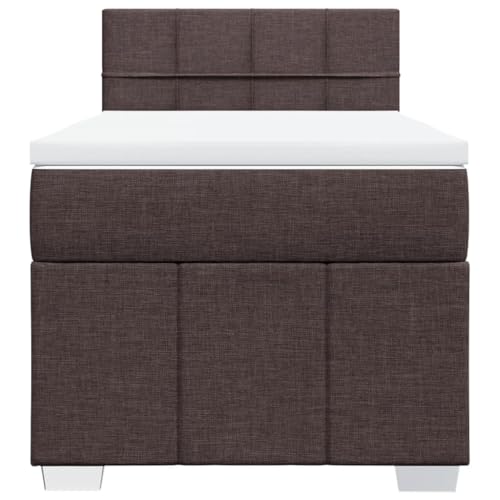 HEFZGDB Boxspringbett mit Matratze Dunkelbraun 90x190 cm Stoff Jugendbett Bettgestell Familienbett Doppelbett für Gästezimmer Wohnbereich Schlafzimmer Herberge von HEFZGDB