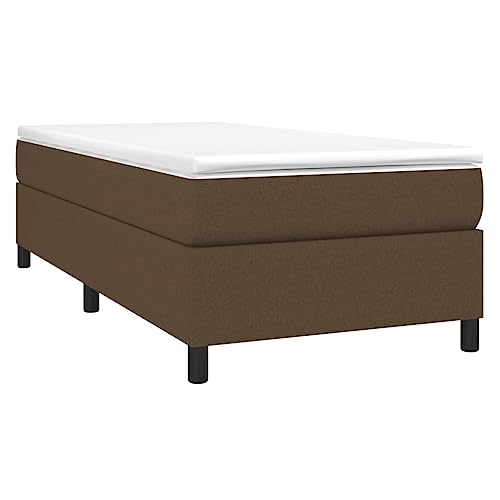 HEFZGDB Boxspringbett mit Matratze Dunkelbraun 90x190 cm Stoff Jugendbett Gästebett Familienbett Bettrahmen für Wohnbereich Herberge Gästezimmer Schlafzimmer von HEFZGDB