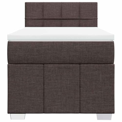 HEFZGDB Boxspringbett mit Matratze Dunkelbraun 90x200 cm Stoff Jugendbett Bettgestell Familienbett Doppelbett für Gästezimmer Wohnbereich Schlafzimmer Herberge von HEFZGDB
