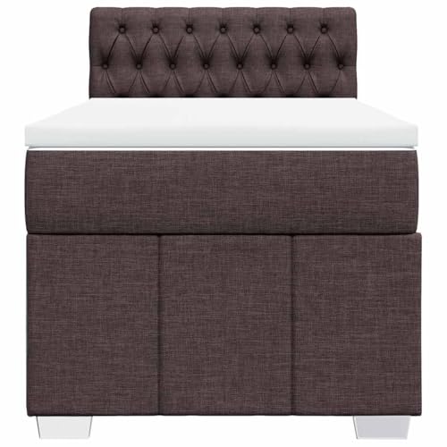 HEFZGDB Boxspringbett mit Matratze Dunkelbraun 90x200 cm Stoff Jugendbett Bettgestell Familienbett Doppelbett für Gästezimmer Wohnbereich Schlafzimmer Herberge von HEFZGDB