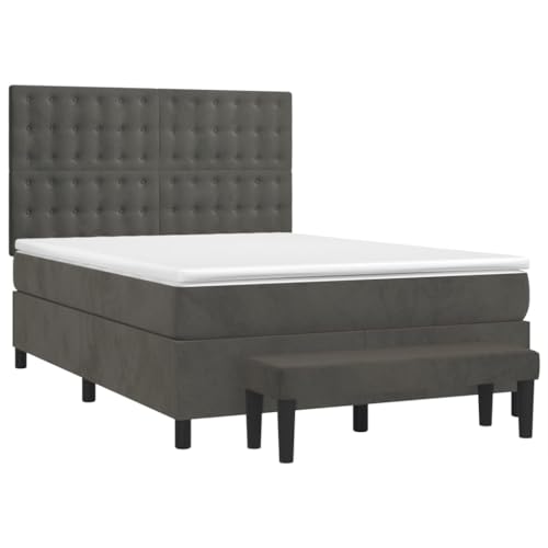 HEFZGDB Boxspringbett mit Matratze Dunkelgrau 140x190 cm Samt Ehebett Bed Frame Familienbett Doppelbett für Schlafzimmer Wohnbereich Herberge Gästezimmer HEFZGDB Boxspringbett mit Matratze Dunkelgrau 140x190 cm Samt Ehebett Bed Frame Familienbett Doppelbett für Schlafzimmer Wohnbereich Herberge Gästezimmer von HEFZGDB