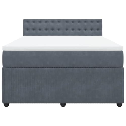 HEFZGDB Boxspringbett mit Matratze Dunkelgrau 140x200 cm Samt Daybed Bettgestell Bed Frame Doppelbett für Wohnbereich Schlafzimmer Gästezimmer Herberge von HEFZGDB