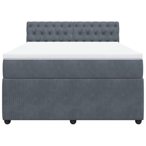 HEFZGDB Boxspringbett mit Matratze Dunkelgrau 140x200 cm Samt Daybed Bettgestell Bed Frame Doppelbett für Wohnbereich Schlafzimmer Gästezimmer Herberge von HEFZGDB