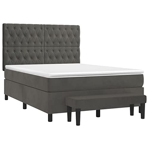 HEFZGDB Boxspringbett mit Matratze Dunkelgrau 140x200 cm Samt Ehebett Bed Frame Familienbett Doppelbett für Schlafzimmer Wohnbereich Herberge Gästezimmer HEFZGDB Boxspringbett mit Matratze Dunkelgrau 140x200 cm Samt Ehebett Bed Frame Familienbett Doppelbett für Schlafzimmer Wohnbereich Herberge Gästezimmer von HEFZGDB