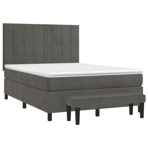 HEFZGDB Boxspringbett mit Matratze Dunkelgrau 140x200 cm Samt Ehebett Bed Frame Familienbett Doppelbett für Schlafzimmer Wohnbereich Herberge Gästezimmer HEFZGDB Boxspringbett mit Matratze Dunkelgrau 140x200 cm Samt Ehebett Bed Frame Familienbett Doppelbett für Schlafzimmer Wohnbereich Herberge Gästezimmer von HEFZGDB
