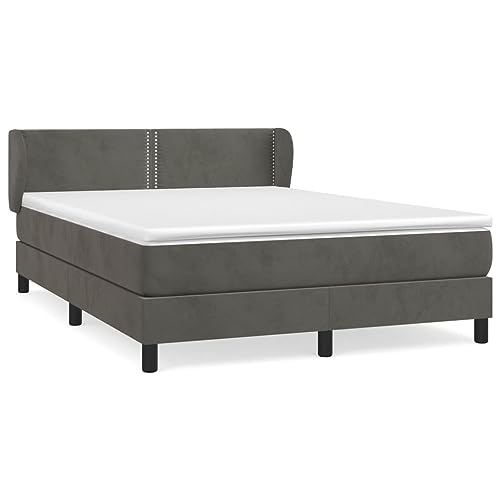 HEFZGDB Boxspringbett mit Matratze Dunkelgrau 140x200 cm Samt Jugendbett Gästebett Bettgestell Single Bed für Gästezimmer Wohnbereich Schlafzimmer Herberge HEFZGDB Boxspringbett mit Matratze Dunkelgrau 140x200 cm Samt Jugendbett Gästebett Bettgestell Single Bed für Gästezimmer Wohnbereich Schlafzimmer Herberge von HEFZGDB