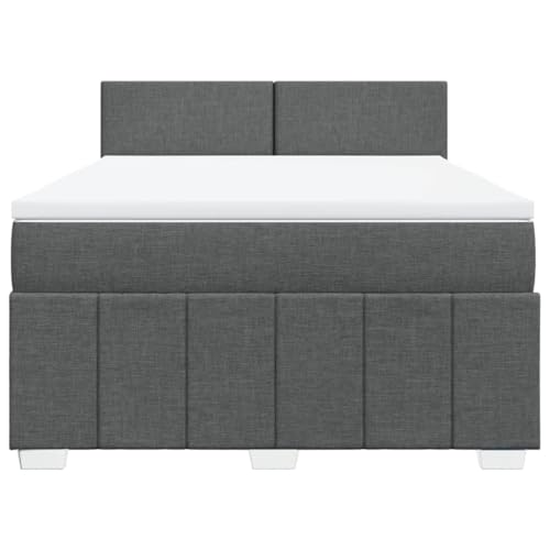 HEFZGDB Boxspringbett mit Matratze Dunkelgrau 140x200 cm Stoff Jugendbett Bettgestell Familienbett Doppelbett für Gästezimmer Wohnbereich Schlafzimmer Herberge von HEFZGDB