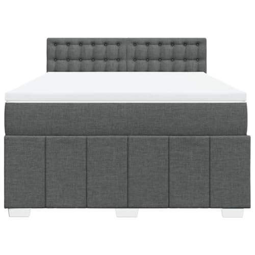 HEFZGDB Boxspringbett mit Matratze Dunkelgrau 140x200 cm Stoff Jugendbett Bettgestell Familienbett Doppelbett für Gästezimmer Wohnbereich Schlafzimmer Herberge von HEFZGDB