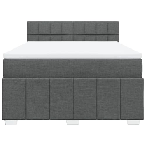 HEFZGDB Boxspringbett mit Matratze Dunkelgrau 140x200 cm Stoff Jugendbett Bettgestell Familienbett Doppelbett für Gästezimmer Wohnbereich Schlafzimmer Herberge von HEFZGDB