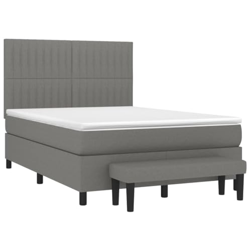 HEFZGDB Boxspringbett mit Matratze Dunkelgrau 140x200 cm Stoff Jugendbett Gästebett Bed Frame Einzelbett für Schlafzimmer Gästezimmer Herberge Wohnbereich HEFZGDB Boxspringbett mit Matratze Dunkelgrau 140x200 cm Stoff Jugendbett Gästebett Bed Frame Einzelbett für Schlafzimmer Gästezimmer Herberge Wohnbereich von HEFZGDB