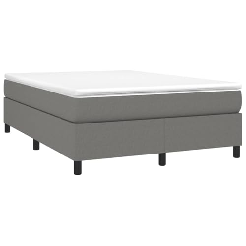 HEFZGDB Boxspringbett mit Matratze Dunkelgrau 140x200 cm Stoff Jugendbett Gästebett Familienbett Bettrahmen für Wohnbereich Herberge Gästezimmer Schlafzimmer von HEFZGDB