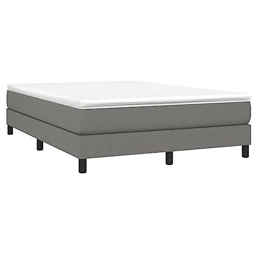 HEFZGDB Boxspringbett mit Matratze Dunkelgrau 140x200 cm Stoff Jugendbett Gästebett Familienbett Bettrahmen für Wohnbereich Herberge Gästezimmer Schlafzimmer von HEFZGDB