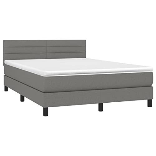 HEFZGDB Boxspringbett mit Matratze Dunkelgrau 140x200 cm Stoff Single Bed Bed Frame Einzelbetten Doppelbett für Herberge Schlafzimmer Wohnbereich Gästezimmer HEFZGDB Boxspringbett mit Matratze Dunkelgrau 140x200 cm Stoff Single Bed Bed Frame Einzelbetten Doppelbett für Herberge Schlafzimmer Wohnbereich Gästezimmer von HEFZGDB