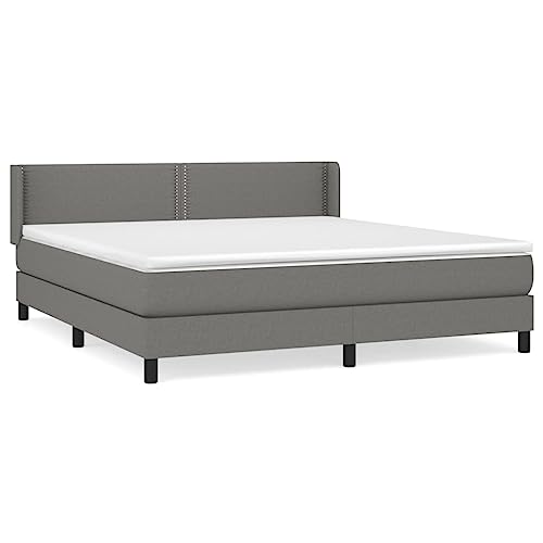 HEFZGDB Boxspringbett mit Matratze Dunkelgrau 160x200 cm Stoff Ehebett Gästebett Bed Frame Single Bed für Wohnbereich Gästezimmer Herberge Schlafzimmer HEFZGDB Boxspringbett mit Matratze Dunkelgrau 160x200 cm Stoff Ehebett Gästebett Bed Frame Single Bed für Wohnbereich Gästezimmer Herberge Schlafzimmer von HEFZGDB