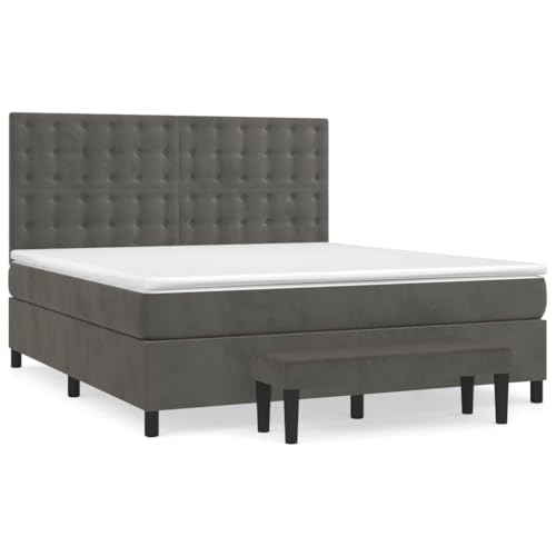 HEFZGDB Boxspringbett mit Matratze Dunkelgrau 180x200 cm Samt Ehebett Bed Frame Familienbett Doppelbett für Schlafzimmer Wohnbereich Herberge Gästezimmer HEFZGDB Boxspringbett mit Matratze Dunkelgrau 180x200 cm Samt Ehebett Bed Frame Familienbett Doppelbett für Schlafzimmer Wohnbereich Herberge Gästezimmer von HEFZGDB