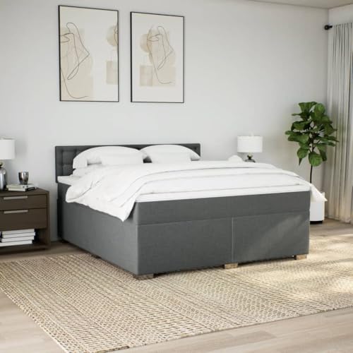 HEFZGDB Boxspringbett mit Matratze Dunkelgrau 180x200 cm Stoff Daybed Gästebett Bettgestell Einzelbett für Gästezimmer Schlafzimmer Wohnbereich Herberge HEFZGDB Boxspringbett mit Matratze Dunkelgrau 180x200 cm Stoff Daybed Gästebett Bettgestell Einzelbett für Gästezimmer Schlafzimmer Wohnbereich Herberge von HEFZGDB