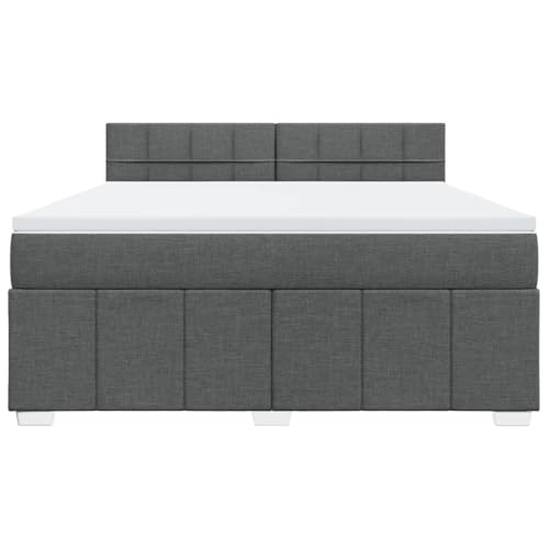 HEFZGDB Boxspringbett mit Matratze Dunkelgrau 180x200 cm Stoff Jugendbett Bettgestell Familienbett Doppelbett für Gästezimmer Wohnbereich Schlafzimmer Herberge von HEFZGDB