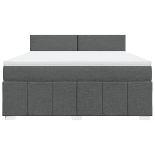 HEFZGDB Boxspringbett mit Matratze Dunkelgrau 180x200 cm Stoff Jugendbett Bettgestell Familienbett Doppelbett für Gästezimmer Wohnbereich Schlafzimmer Herberge von HEFZGDB