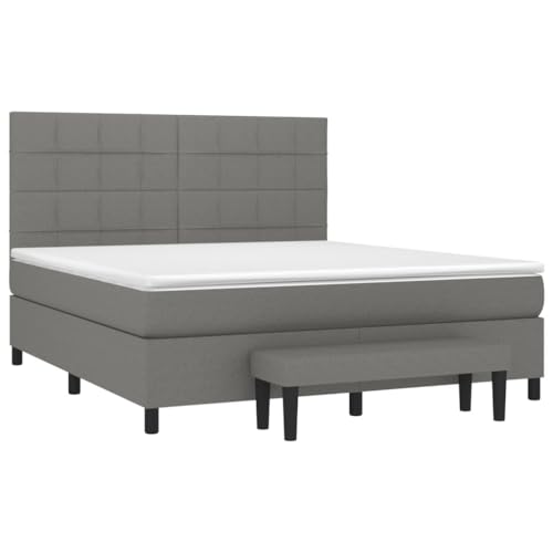 HEFZGDB Boxspringbett mit Matratze Dunkelgrau 180x200 cm Stoff Jugendbett Gästebett Bed Frame Einzelbett für Schlafzimmer Gästezimmer Herberge Wohnbereich HEFZGDB Boxspringbett mit Matratze Dunkelgrau 180x200 cm Stoff Jugendbett Gästebett Bed Frame Einzelbett für Schlafzimmer Gästezimmer Herberge Wohnbereich von HEFZGDB