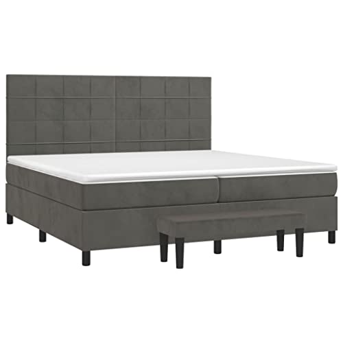 HEFZGDB Boxspringbett mit Matratze Dunkelgrau 200x200 cm Samt Ehebett Bed Frame Familienbett Doppelbett für Schlafzimmer Wohnbereich Herberge Gästezimmer HEFZGDB Boxspringbett mit Matratze Dunkelgrau 200x200 cm Samt Ehebett Bed Frame Familienbett Doppelbett für Schlafzimmer Wohnbereich Herberge Gästezimmer von HEFZGDB