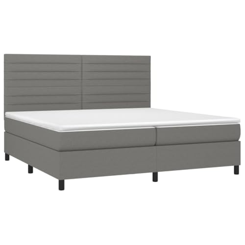 HEFZGDB Boxspringbett mit Matratze Dunkelgrau 200x200 cm Stoff Double Bed Gästebett Bed Frame Doppelbett für Gästezimmer Wohnbereich Schlafzimmer Herberge von HEFZGDB