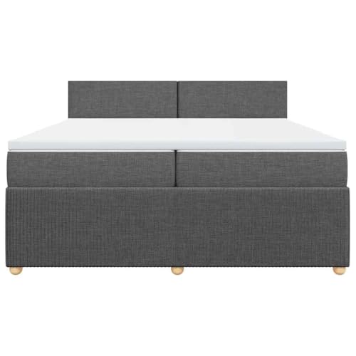 HEFZGDB Boxspringbett mit Matratze Dunkelgrau 200x200 cm Stoff Ehebett Gästebett Einzelbetten Bettrahmen für Herberge Wohnbereich Schlafzimmer Gästezimmer von HEFZGDB
