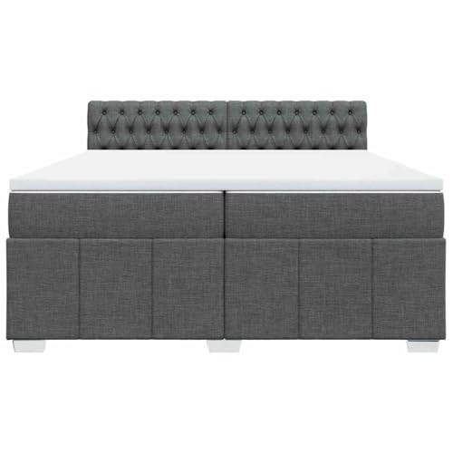 HEFZGDB Boxspringbett mit Matratze Dunkelgrau 200x200 cm Stoff Jugendbett Bettgestell Familienbett Doppelbett für Gästezimmer Wohnbereich Schlafzimmer Herberge von HEFZGDB