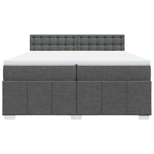 HEFZGDB Boxspringbett mit Matratze Dunkelgrau 200x200 cm Stoff Jugendbett Bettgestell Familienbett Doppelbett für Gästezimmer Wohnbereich Schlafzimmer Herberge von HEFZGDB