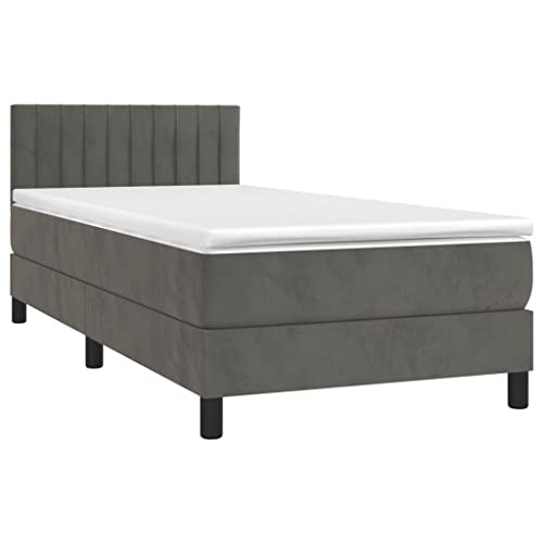 HEFZGDB Boxspringbett mit Matratze Dunkelgrau 80x200 cm Samt Jugendbett Gästebett Einzelbetten Doppelbett für Herberge Gästezimmer Schlafzimmer Wohnbereich HEFZGDB Boxspringbett mit Matratze Dunkelgrau 80x200 cm Samt Jugendbett Gästebett Einzelbetten Doppelbett für Herberge Gästezimmer Schlafzimmer Wohnbereich von HEFZGDB
