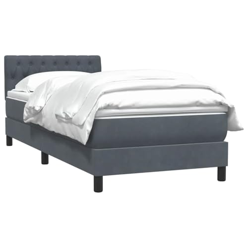 HEFZGDB Boxspringbett mit Matratze Dunkelgrau 80x210 cm Samt Jugendbett Gästebett Einzelbetten Doppelbett für Herberge Gästezimmer Schlafzimmer Wohnbereich HEFZGDB Boxspringbett mit Matratze Dunkelgrau 80x210 cm Samt Jugendbett Gästebett Einzelbetten Doppelbett für Herberge Gästezimmer Schlafzimmer Wohnbereich von HEFZGDB
