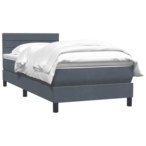 HEFZGDB Boxspringbett mit Matratze Dunkelgrau 80x210 cm Samt Jugendbett Gästebett Einzelbetten Doppelbett für Herberge Gästezimmer Schlafzimmer Wohnbereich HEFZGDB Boxspringbett mit Matratze Dunkelgrau 80x210 cm Samt Jugendbett Gästebett Einzelbetten Doppelbett für Herberge Gästezimmer Schlafzimmer Wohnbereich von HEFZGDB