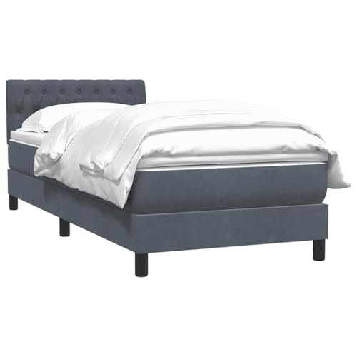 HEFZGDB Boxspringbett mit Matratze Dunkelgrau 80x220 cm Samt Jugendbett Gästebett Einzelbetten Doppelbett für Herberge Gästezimmer Schlafzimmer Wohnbereich HEFZGDB Boxspringbett mit Matratze Dunkelgrau 80x220 cm Samt Jugendbett Gästebett Einzelbetten Doppelbett für Herberge Gästezimmer Schlafzimmer Wohnbereich von HEFZGDB
