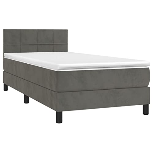 HEFZGDB Boxspringbett mit Matratze Dunkelgrau 90x190 cm Samt Jugendbett Gästebett Einzelbetten Doppelbett für Herberge Gästezimmer Schlafzimmer Wohnbereich HEFZGDB Boxspringbett mit Matratze Dunkelgrau 90x190 cm Samt Jugendbett Gästebett Einzelbetten Doppelbett für Herberge Gästezimmer Schlafzimmer Wohnbereich von HEFZGDB