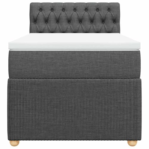 HEFZGDB Boxspringbett mit Matratze Dunkelgrau 90x190 cm Stoff Ehebett Gästebett Einzelbetten Bettrahmen für Herberge Wohnbereich Schlafzimmer Gästezimmer HEFZGDB Boxspringbett mit Matratze Dunkelgrau 90x190 cm Stoff Ehebett Gästebett Einzelbetten Bettrahmen für Herberge Wohnbereich Schlafzimmer Gästezimmer von HEFZGDB