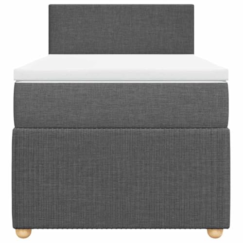 HEFZGDB Boxspringbett mit Matratze Dunkelgrau 90x200 cm Stoff Ehebett Gästebett Einzelbetten Bettrahmen für Herberge Wohnbereich Schlafzimmer Gästezimmer HEFZGDB Boxspringbett mit Matratze Dunkelgrau 90x200 cm Stoff Ehebett Gästebett Einzelbetten Bettrahmen für Herberge Wohnbereich Schlafzimmer Gästezimmer von HEFZGDB