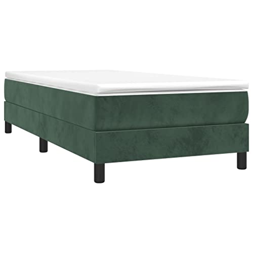 HEFZGDB Boxspringbett mit Matratze Dunkelgrün 100x200 cm Samt Bette Gästebett Bettgestell Doppelbett für Gästezimmer Schlafzimmer Wohnbereich Herberge von HEFZGDB