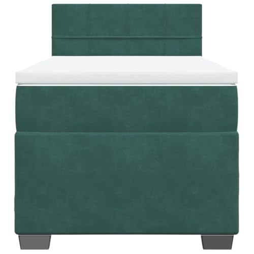 HEFZGDB Boxspringbett mit Matratze Dunkelgrün 100x200 cm Samt Einzelbett Familienbett Einzelbetten Doppelbett für Schlafzimmer Gästezimmer Herberge Wohnbereich HEFZGDB Boxspringbett mit Matratze Dunkelgrün 100x200 cm Samt Einzelbett Familienbett Einzelbetten Doppelbett für Schlafzimmer Gästezimmer Herberge Wohnbereich von HEFZGDB