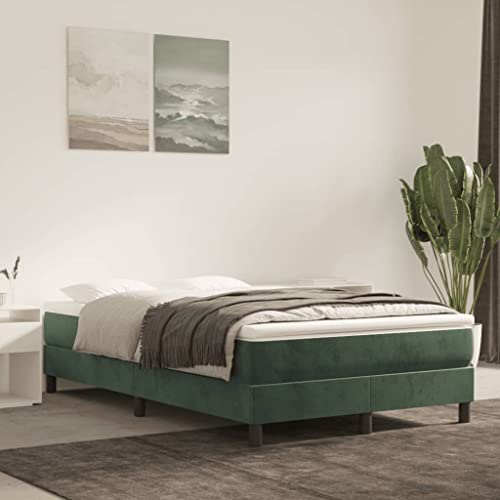 HEFZGDB Boxspringbett mit Matratze Dunkelgrün 120x190 cm Samt Bette Gästebett Bettgestell Doppelbett für Gästezimmer Schlafzimmer Wohnbereich Herberge von HEFZGDB
