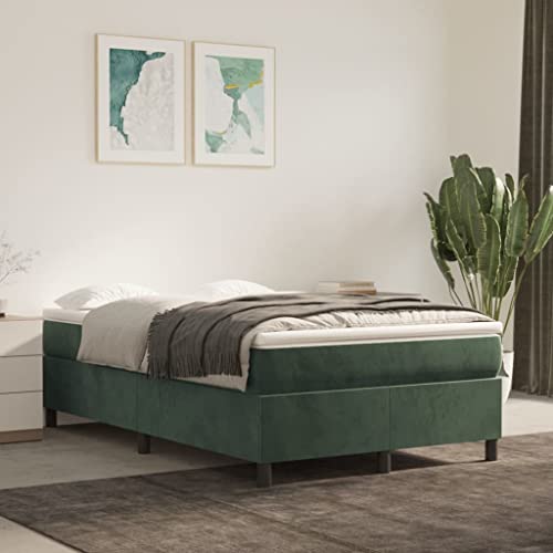 HEFZGDB Boxspringbett mit Matratze Dunkelgrün 120x190 cm Samt Bette Gästebett Bettgestell Doppelbett für Gästezimmer Schlafzimmer Wohnbereich Herberge von HEFZGDB