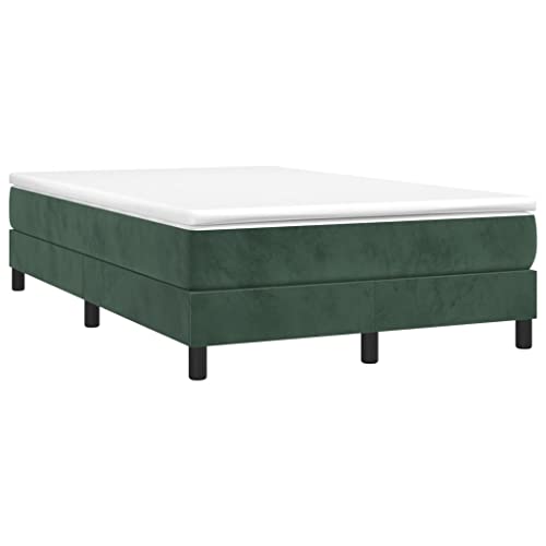 HEFZGDB Boxspringbett mit Matratze Dunkelgrün 120x200 cm Samt Bette Gästebett Bettgestell Doppelbett für Gästezimmer Schlafzimmer Wohnbereich Herberge von HEFZGDB