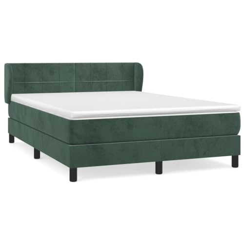HEFZGDB Boxspringbett mit Matratze Dunkelgrün 140x190 cm Samt Jugendbett Gästebett Bettgestell Single Bed für Gästezimmer Wohnbereich Schlafzimmer Herberge von HEFZGDB