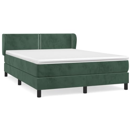 HEFZGDB Boxspringbett mit Matratze Dunkelgrün 140x190 cm Samt Jugendbett Gästebett Bettgestell Single Bed für Gästezimmer Wohnbereich Schlafzimmer Herberge von HEFZGDB