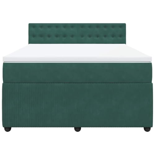 HEFZGDB Boxspringbett mit Matratze Dunkelgrün 140x200 cm Samt Daybed Bettgestell Bed Frame Doppelbett für Wohnbereich Schlafzimmer Gästezimmer Herberge von HEFZGDB