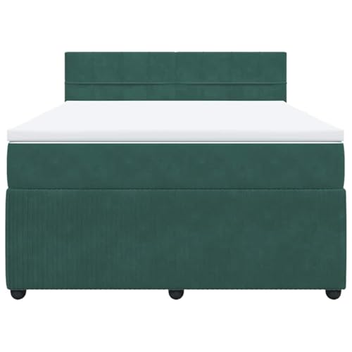 HEFZGDB Boxspringbett mit Matratze Dunkelgrün 140x200 cm Samt Daybed Bettgestell Bed Frame Doppelbett für Wohnbereich Schlafzimmer Gästezimmer Herberge von HEFZGDB