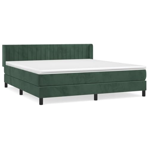 HEFZGDB Boxspringbett mit Matratze Dunkelgrün 160x200 cm Samt Daybed Gästebett Bettgestell Einzelbett für Wohnbereich Schlafzimmer Gästezimmer Herberge von HEFZGDB